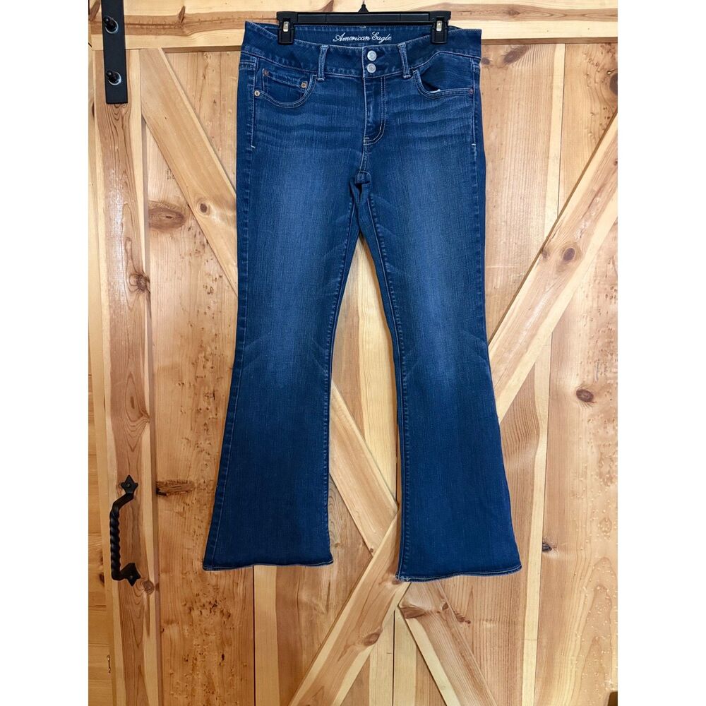 Y2K American Eagle Artist Bootcut Flare Jeans Womens 12 Stretch Low Rise Retro